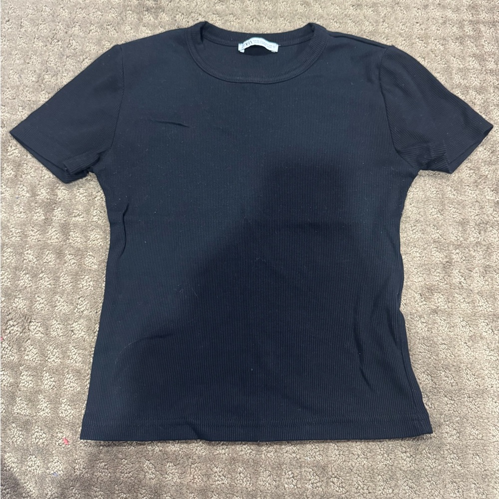 Black Ribbed Zara Top